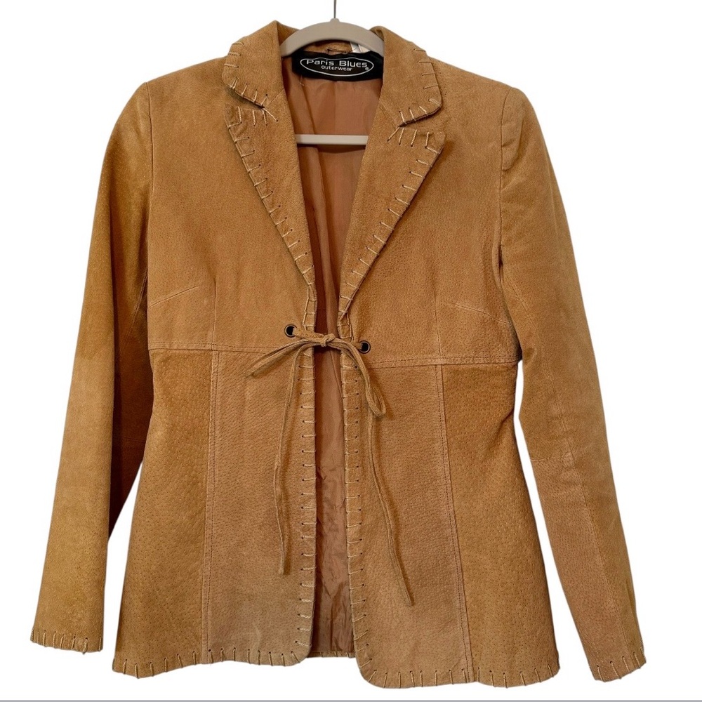 Paris Blues Vintage Tan Suede Women's Jacket/blazer Western Boho Size Medium